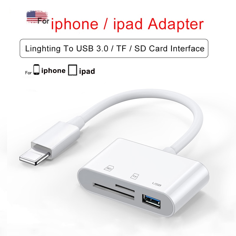 mikro sd kortleser sd kort adapter usb 3.0 multiminnepinne til iphone ipad ios 13 lyn hub til kamera adapter tastatur