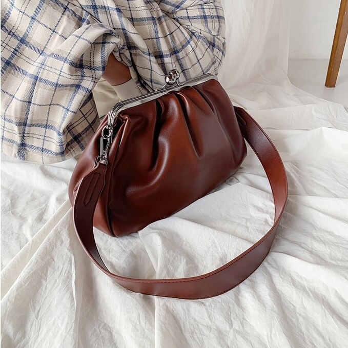 Bolso de hombro Vintage para mujer, bandolera de piel sintética con cierre de cerrojo, para teléfono móvil: Red wine