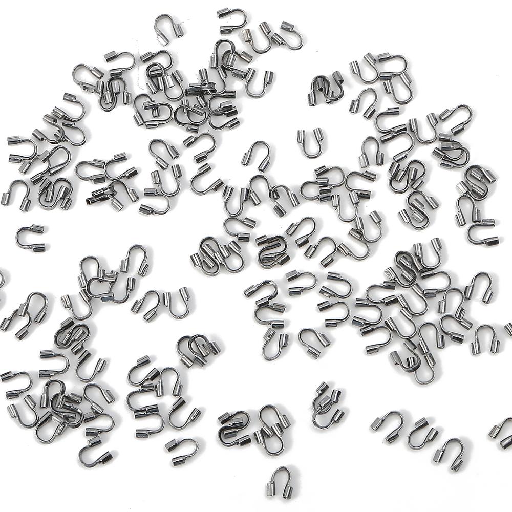 100pcs/lot 4mm Wire Protectors Wire Guard Guardian Protectors loops U Shape Accessories Clasps Connector For Jewelry Making: Gunmetal