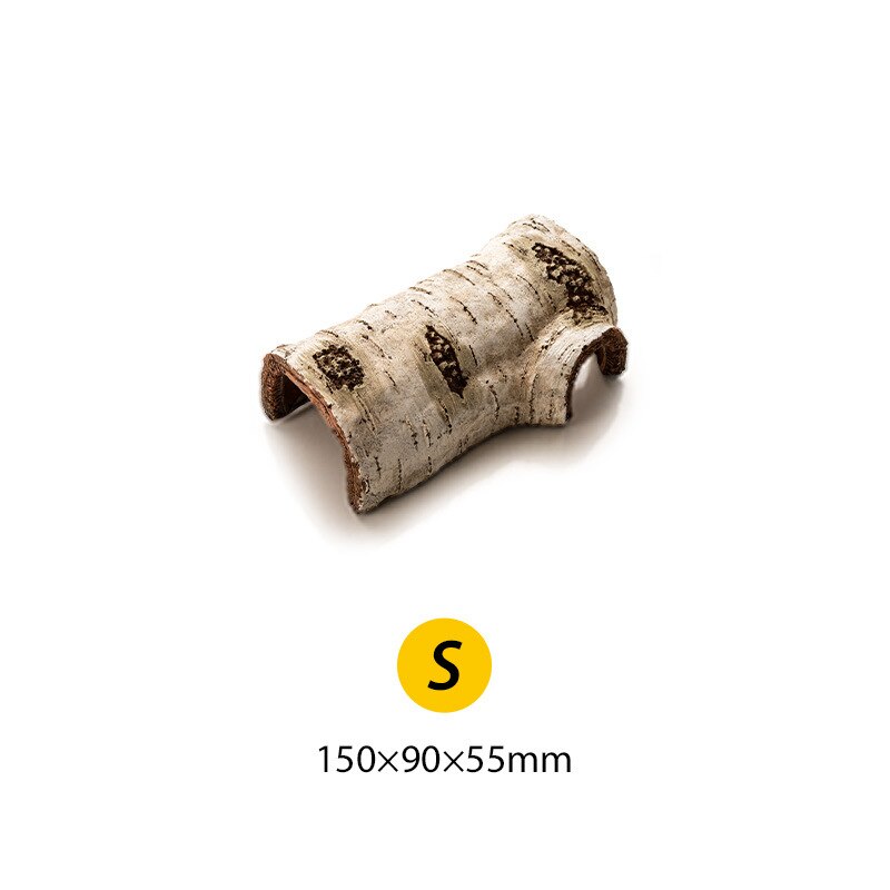 Reptile Habitat Resin Ornament Log Lizard Hideout Small Animal Cave Bark Bend Leopard Gecko Spider Snake Turtle Fish Shrimp: S