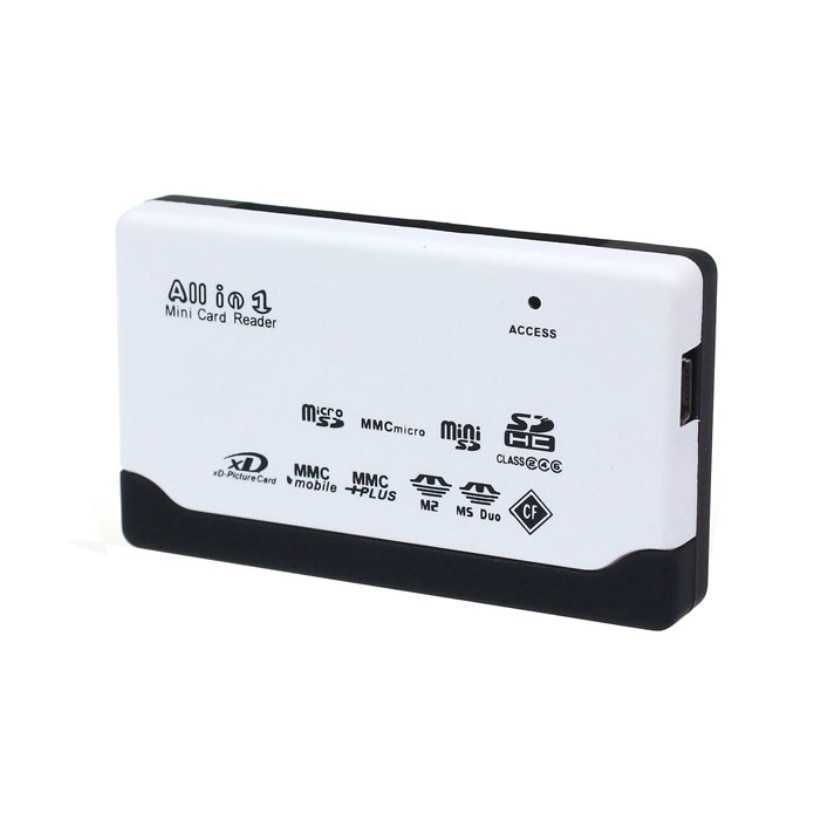 Lector de tarjetas para SD XD MMC MS CF SDHC TF microSD M2, adaptador de , Mini USB 2,0, accesorios de ordenador, color negro, L0307