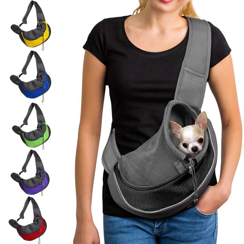 Pet Hond Kat Sling Carrier Ademende Reizen Veilig Sling Bag Puppy Kitten Outdoor Mesh Oxford Single Comfort Handbagpet Rugzak