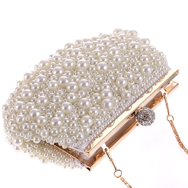 Bolso de mano de noche para boda, bolsa de noche con perlas, bolso de cena, pequeño, para dama de honor, blanco
