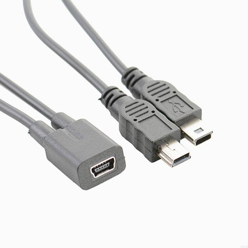 1Pack USB 2.0 Mini 5-pins splitterkabel, spuitgieten USB 2.0 Mini 5-pins vrouwelijk tot dubbele 2 mannelijke omzetter