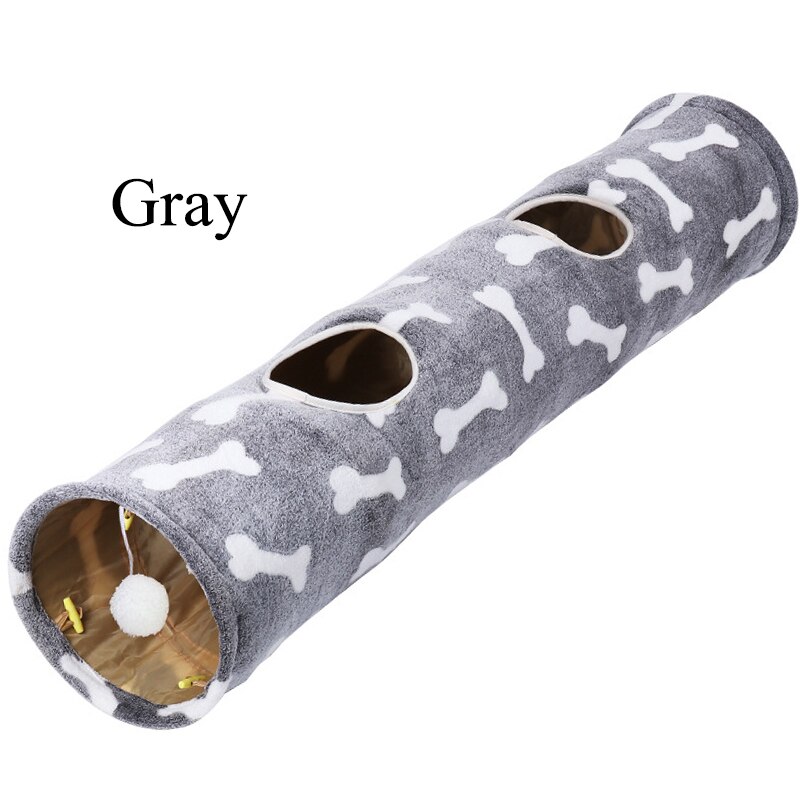 Flanel Regenboog Kat Kanaal Met Ballen Kat Speelgoed Vouwen Training Tunnel Buis Kat Tent Konijn Boren Spel Kat Accessoires: Grey bones