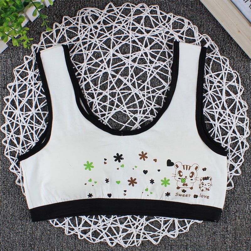 fjøs utviklings-bh, ren bomull, behagelig, pustende, ingen stålring, avtakbar pute, jentebh: 4