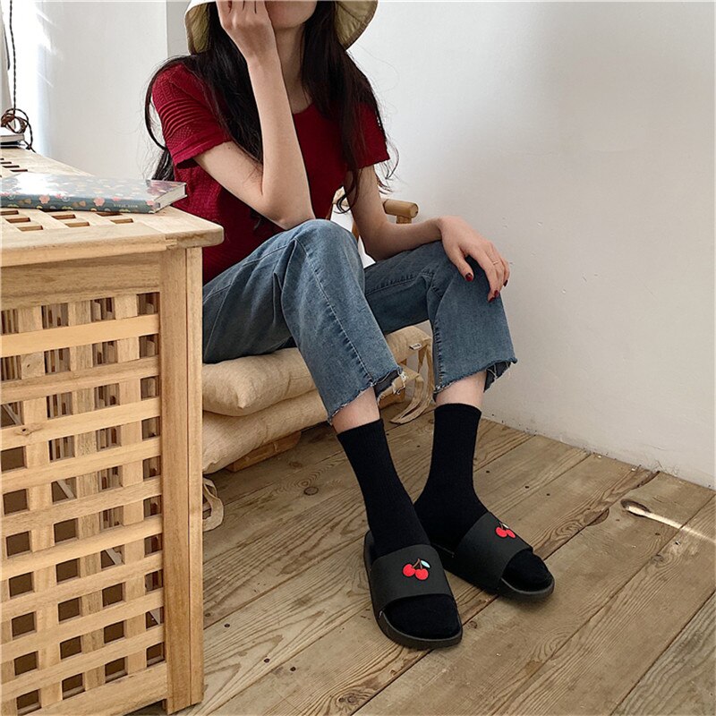Cartoon pvc dames binnenpantoffels schattige kersenhouten pantoffels zomerslippers damesschoenen strand slippers badkamer slippers  sh380