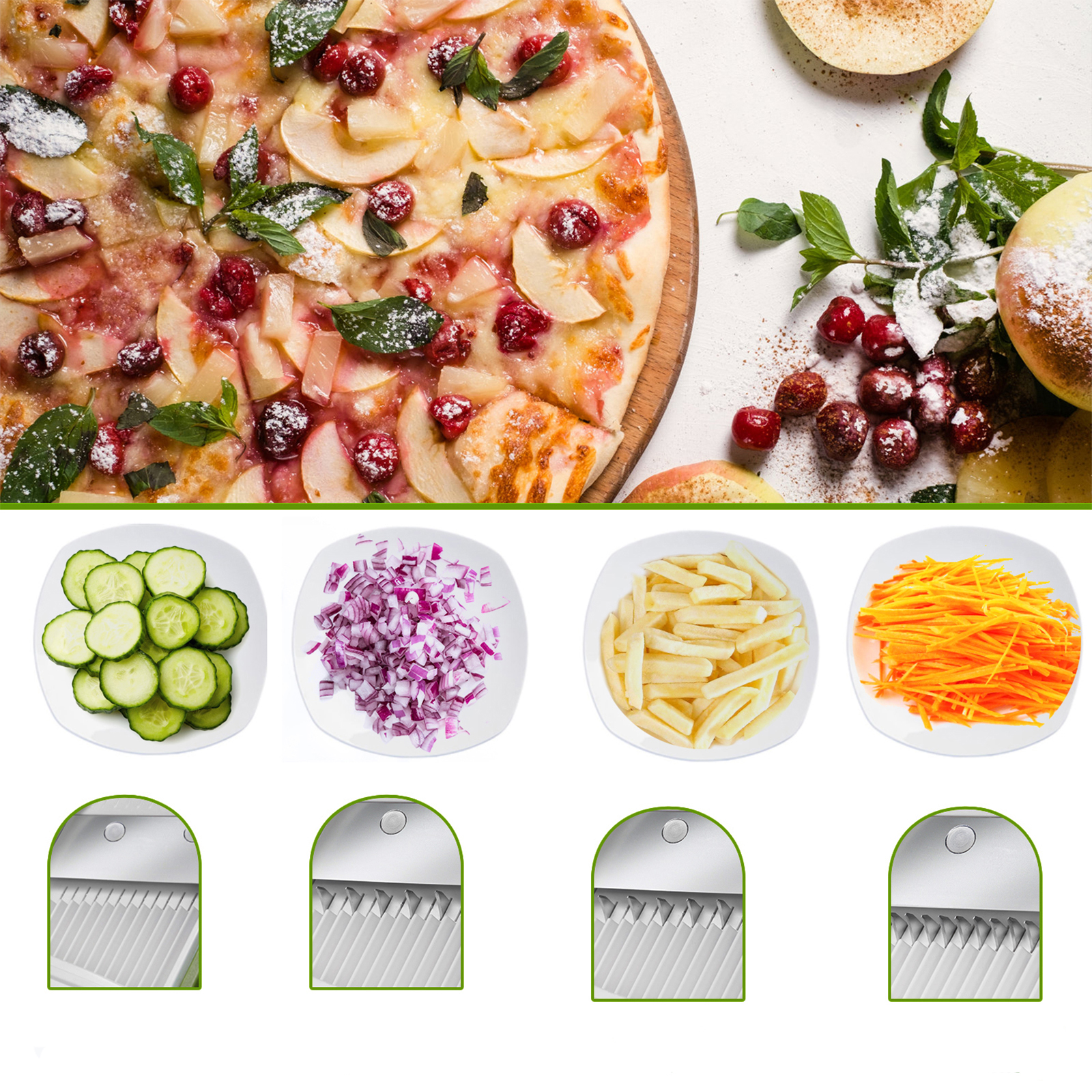 ONCE FOR ALL Utensilios de cocina para cortar verduras y patatas, trituradora de alimentos, rallador de frutas, espesar, Cortador Manual de zanahorias, accesorios de cocina