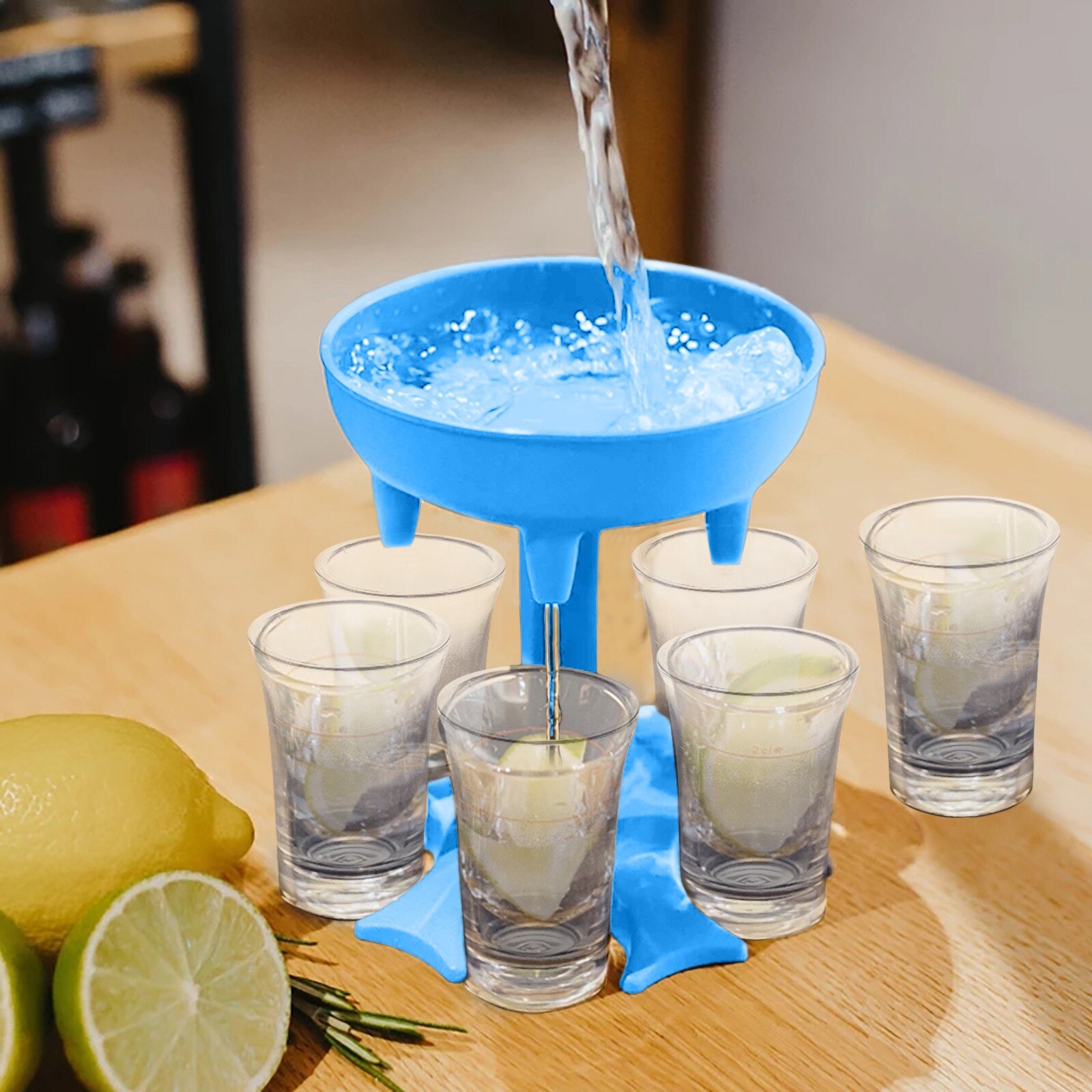 6 Borrelglas Dispenser En Houder-Dispenser Voor Vullen Vloeistoffen, Schoten Doseer Liquor Dispenser Party Games Drinken Gereedschap: Blue