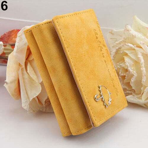 Kvinnor paraply konstläder myntväska koppling korthållare kort trippel plånbok: Gul