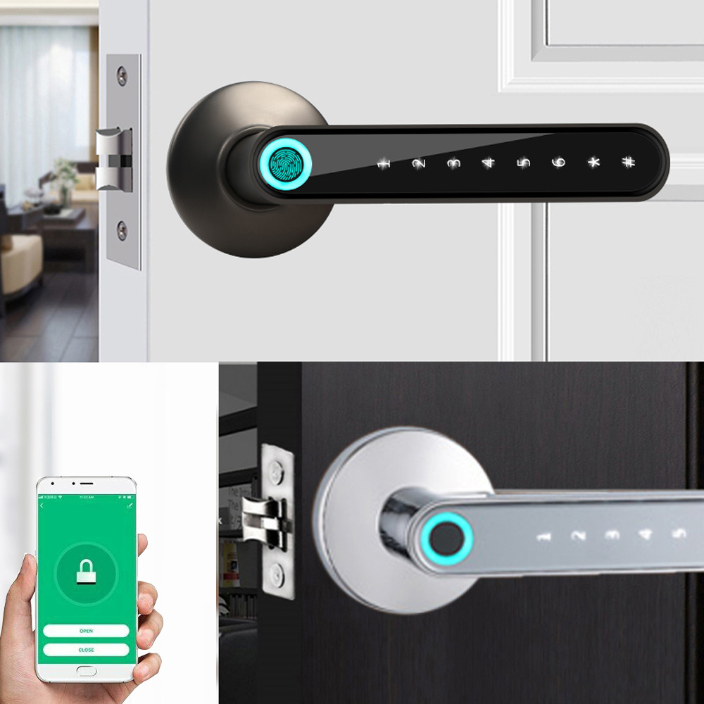 Fingerprint Door Lock Smart Bluetooth Password Handle USB Lock APP Keyless