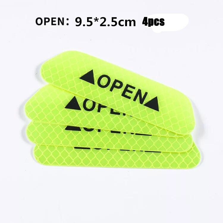 4Pcs/Set Car Door Stickers DIY Car OPEN Reflective Tape Warning Mark Reflective Open Notice Bicycle Accessories Exterior: Green