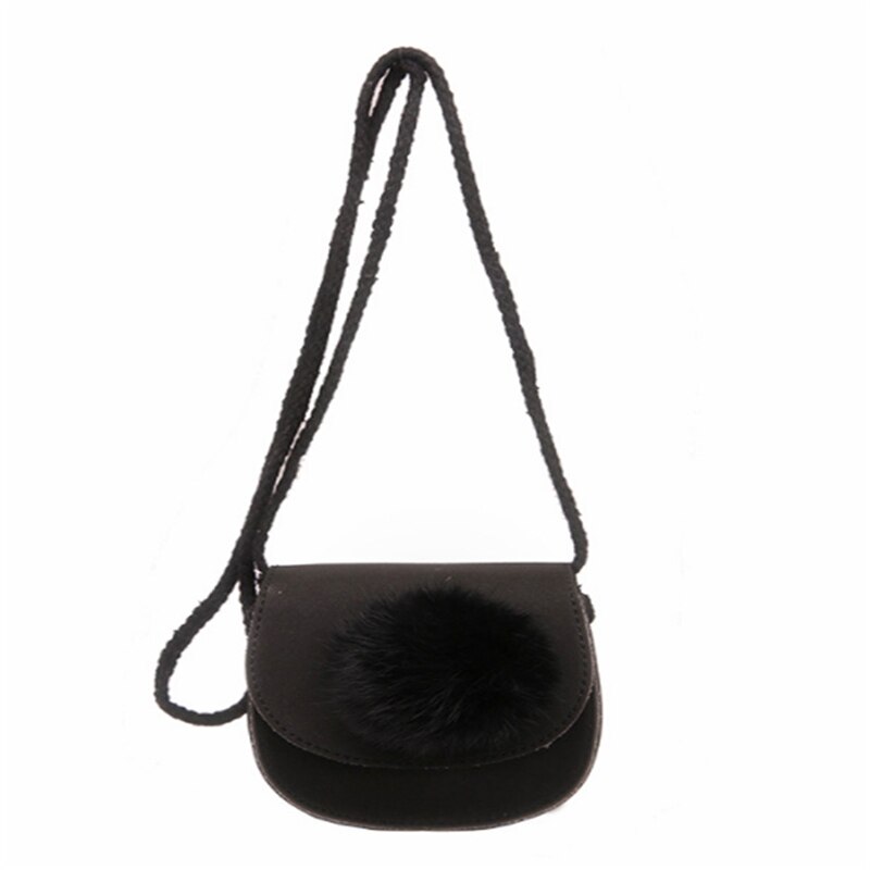 Girl Kids Shoulder Bag Plush Ball Coin Purse Wallet Baby Toddler Toy Small Solid Soft Bag Billetera Mujer Bolsa Feminina