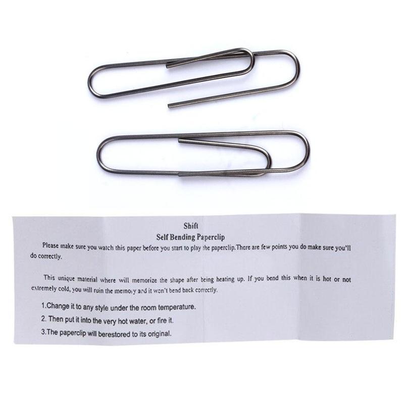 Clip de papel de Nitinol, ilusión, alambre autolimpiante, mentalismo, Clip de papel de Metal, accesorio, cambio de memoria, escenario, juguetes para trucos callejeros