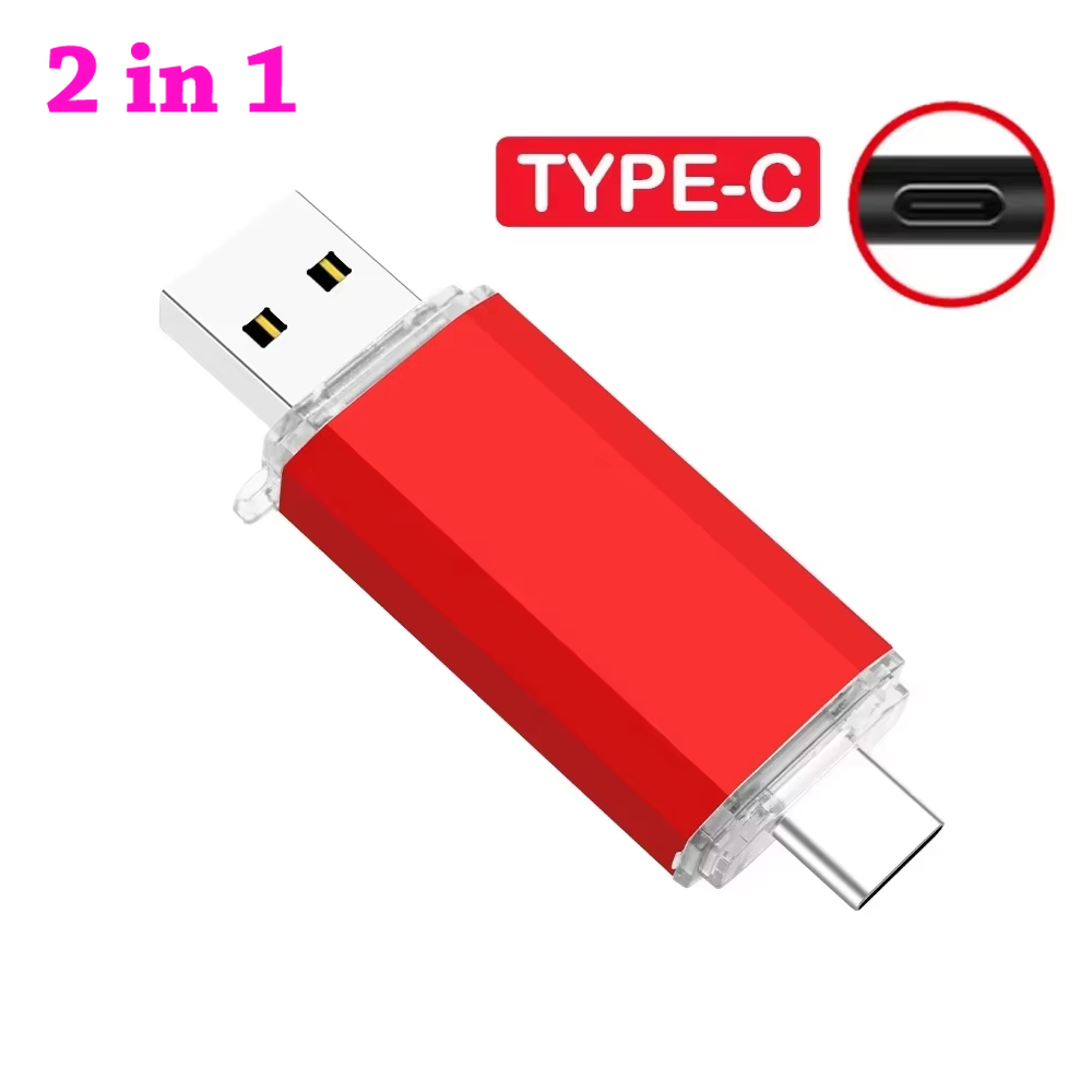 Pendrive USB 2.0 typu C 128 GB, pamięć USB 2 w 1, karta pamięci 64 GB, 32 GB, 16 GB, szybki, wielofunkcyjny dysk U do smartfonów: Czerwony / 4 GB