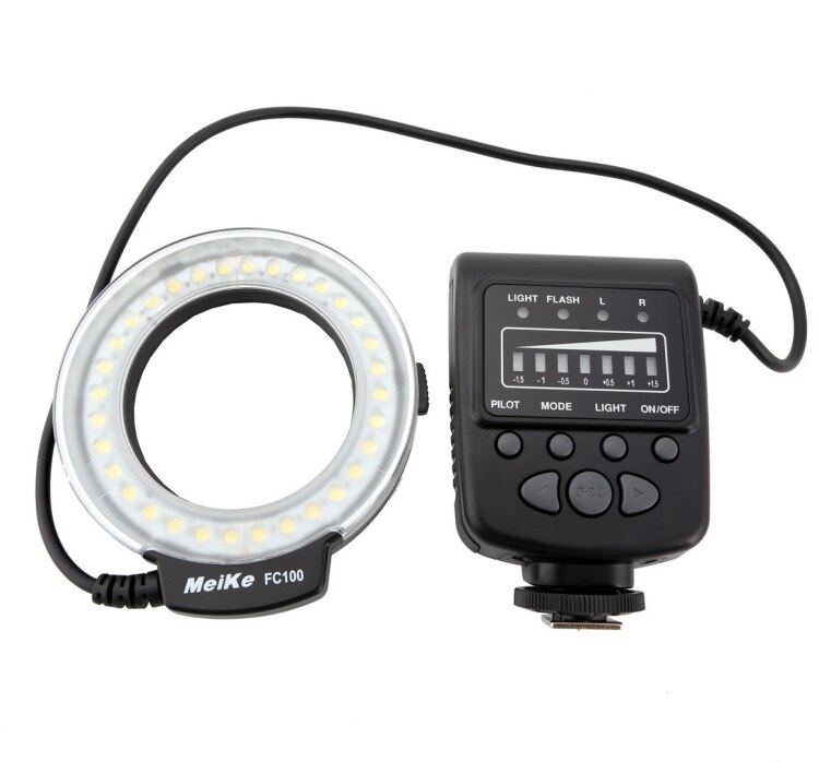 Meike FC-100 FC100 Manual LED Macro Ring Flash Light with 7 Adapter Ring for Canon Nikon Olympus Pentax Digital DSLR Camera