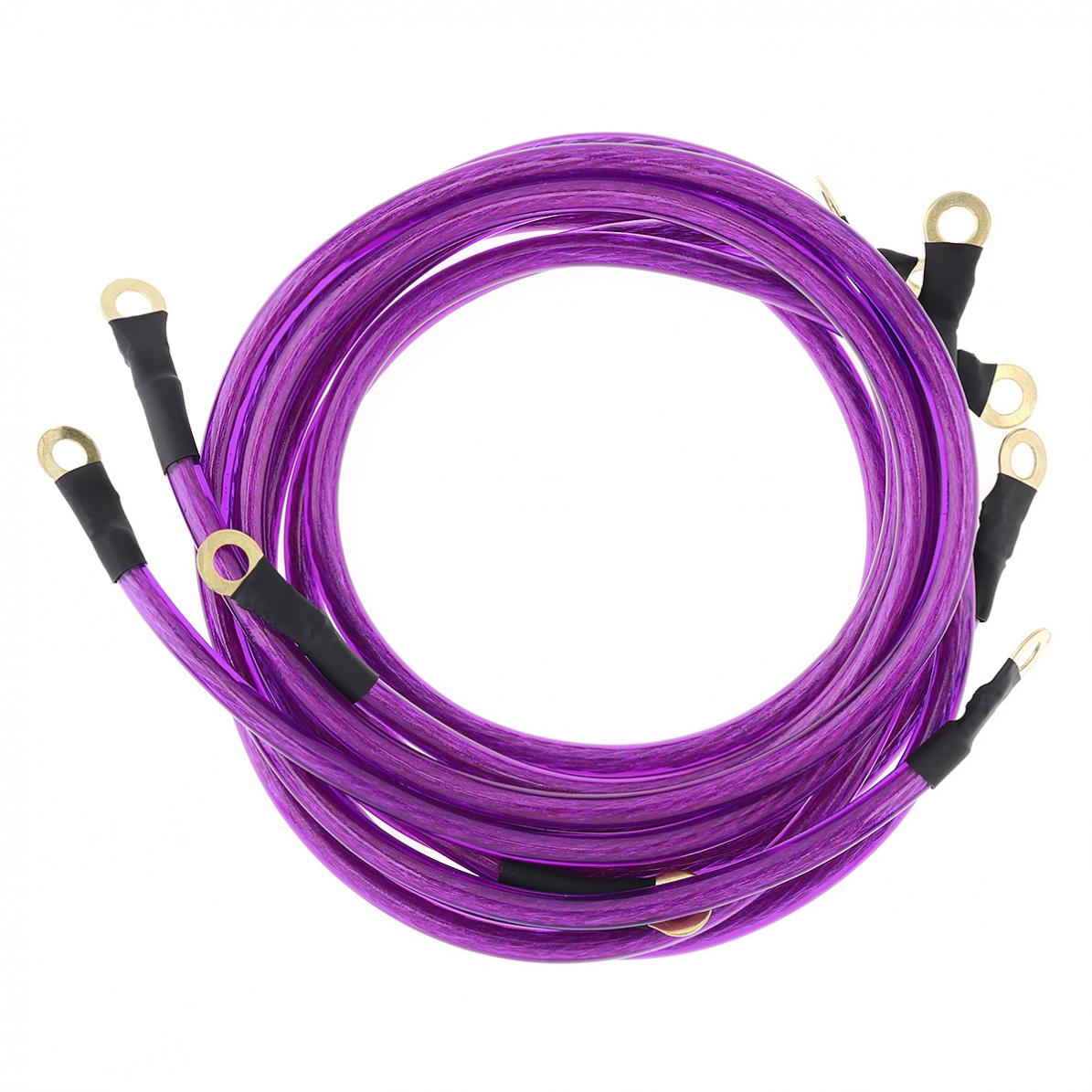 Conversion Cables 5 Point Car Universal Earth Ground Cables Grounding Wire System Kit High Performance Improve Power: Purple