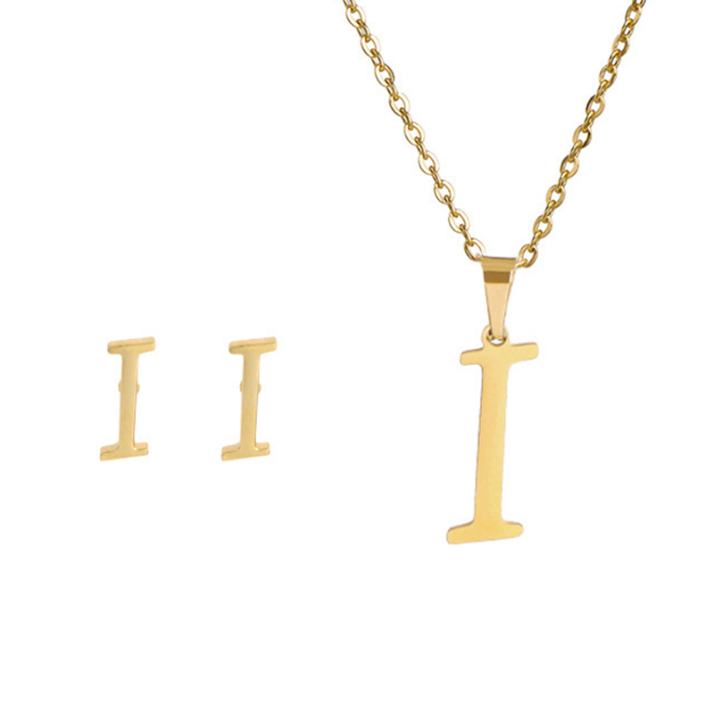 Edelstahl A-Z Alphabet Initial Halskette 26 Englisch Buchstaben Ohrringe Halskette Für Frauen einstellen Personalisieren Schmuck