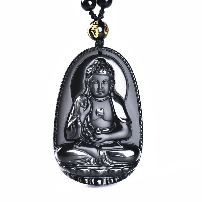 Obsidian buddha anhänger Jade Anhänger männlichen Frauen halskette buddha Bead vorhang umgeschlagen peeling buddha kopf anhänger schwarz Jade