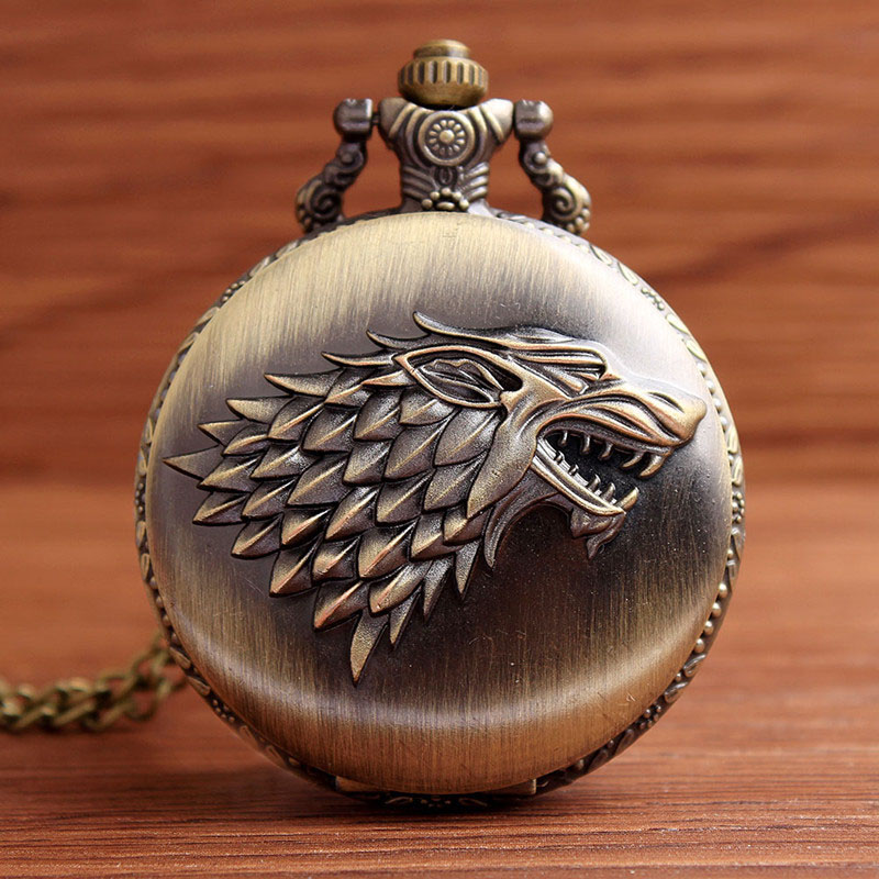 Varg gravera kvarts fickur kedja retro varg skola halsband klocka tiger 3d orm klocka steampunk kvinnor män: Vintervarg 1