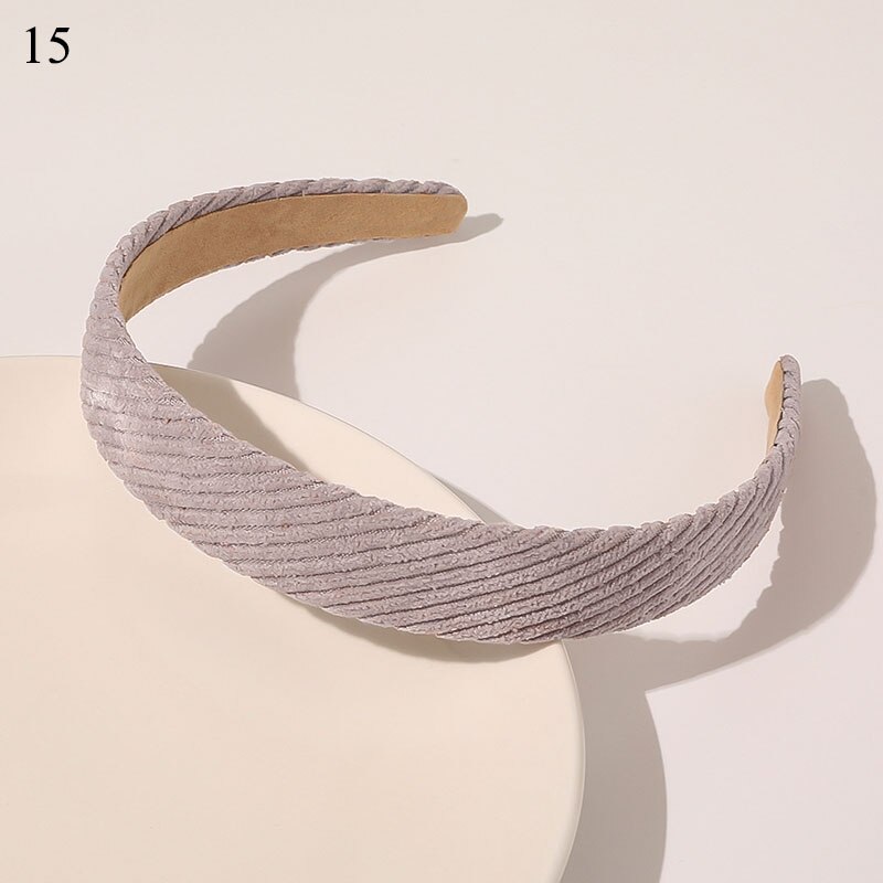 1Pc Corduroy Vrouwen Hoofdband Plaid Gestreepte Bloemen Printing Brede Hoofdband Vintage Stretch Tulband Haarband Vrouwelijke Hoofd Hoepel: 15