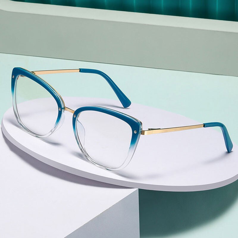 Women Gradient Color Women Stylish Glasses Frame with Flexible Spring Hinges Optical Prescription Eyewear Spectacles