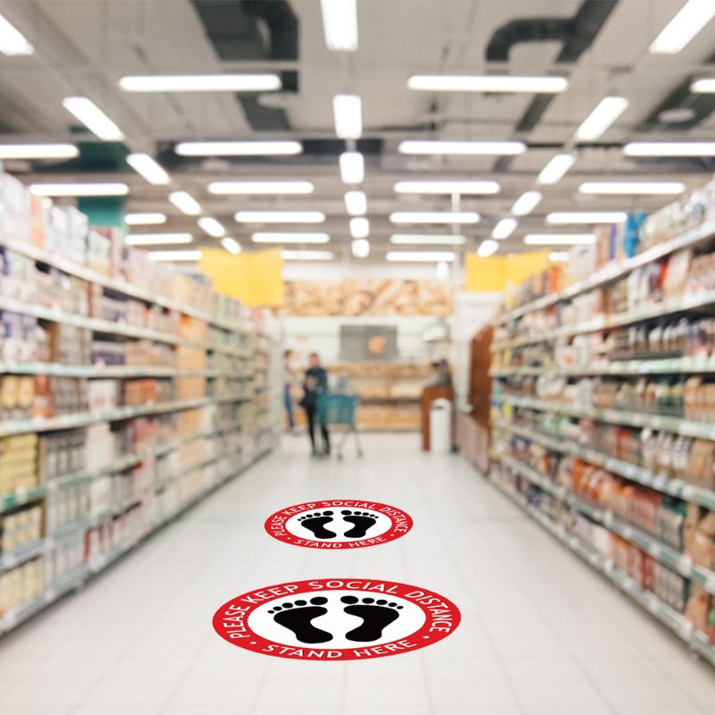 Sticker Round Waiting In Line Sticker Social Distance Keeping Safety Floor Sign Paster