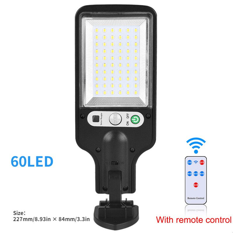 Led Zonne-straat Licht Outdoor 3 Modes Met Motion Sensor Waterdichte Wandlamp Voor Tuin Yard Patio Dek Garage Veranda verlichting: Solar Light-60 LED B