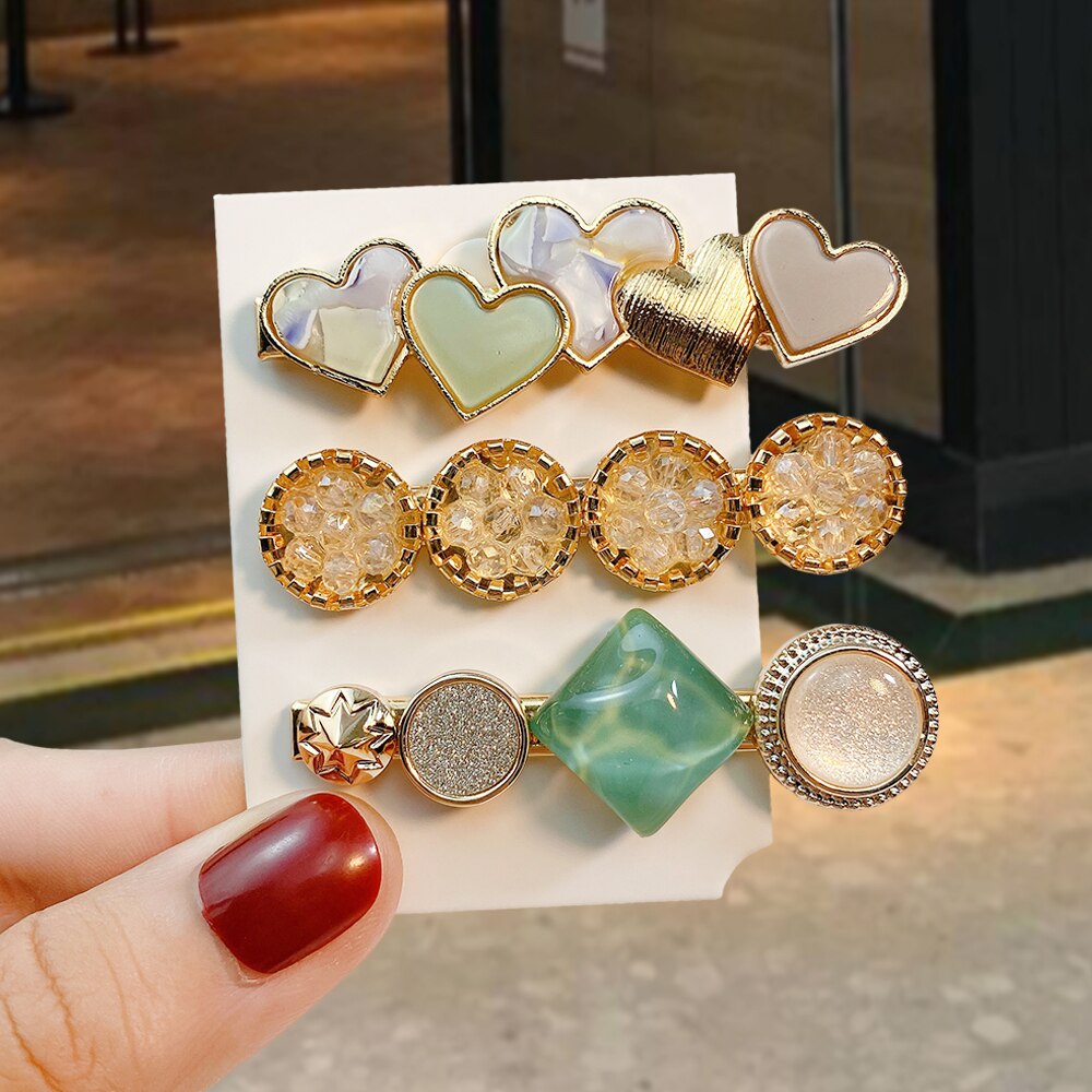 1 ensemble Macaron cristal strass pince à cheveux étoile amour forme Barrettes épingles à cheveux géométrique cheveux accessoires: 6