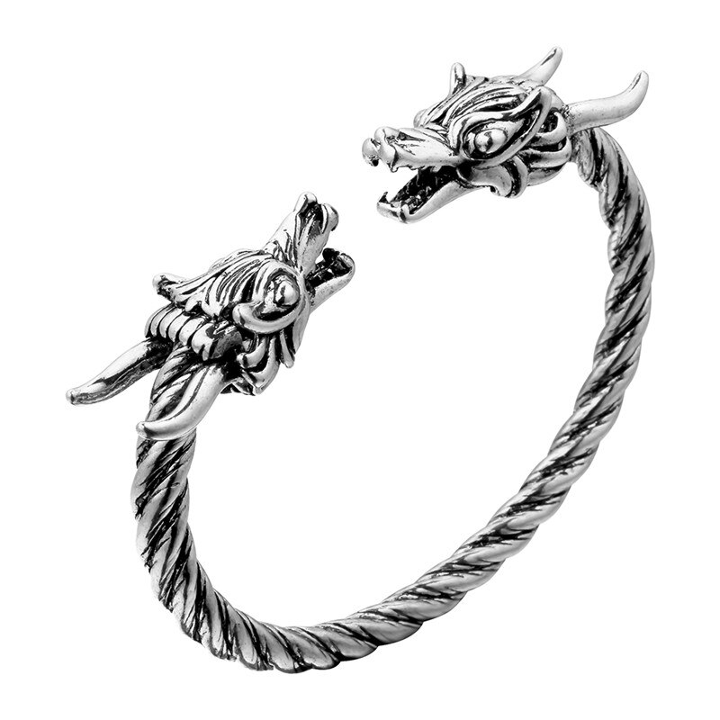 QIAMNI Punk Double Dragon Head Bangle donna uomo polsino polsini braccialetti Nordic Viking Pagan gioielli festa regalo di natale fascino: style 14