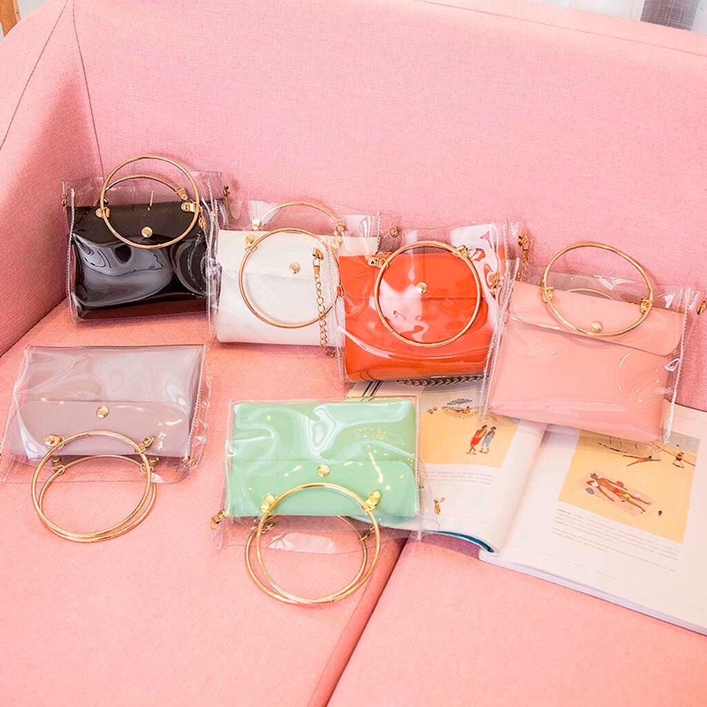sac à main de luxe femmes Transparent sac seau clair PVC gelée petit sac à bandoulière femme chaîne bandoulière sacs de messager # YL5