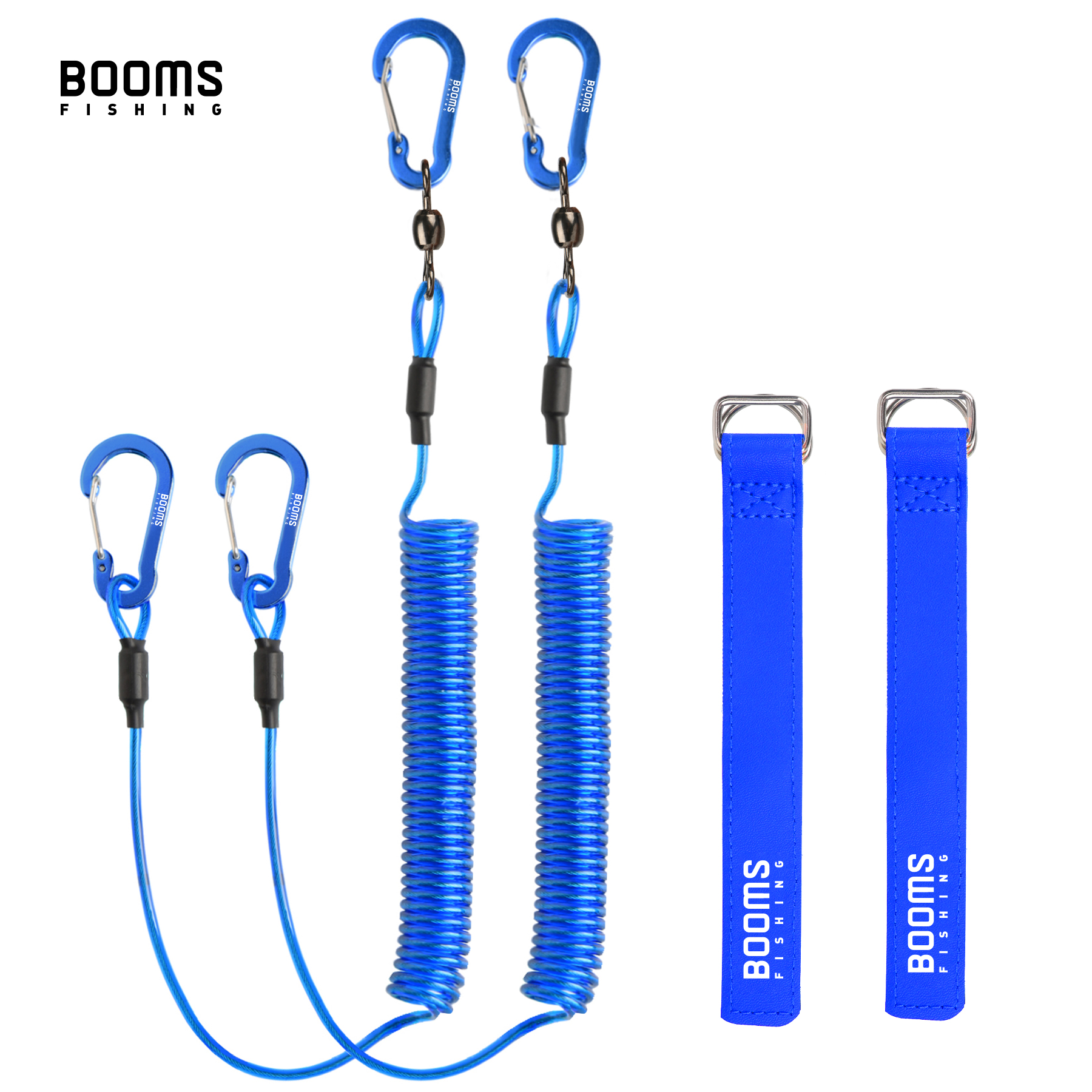 Booms Fishing T02RB1 Fishing Rod Tether Boat Kayak Paddle 2M Heavy Duty Elasticity Lanyard for Fishing Tools Rods Strap 4pcs/Set: WHITE