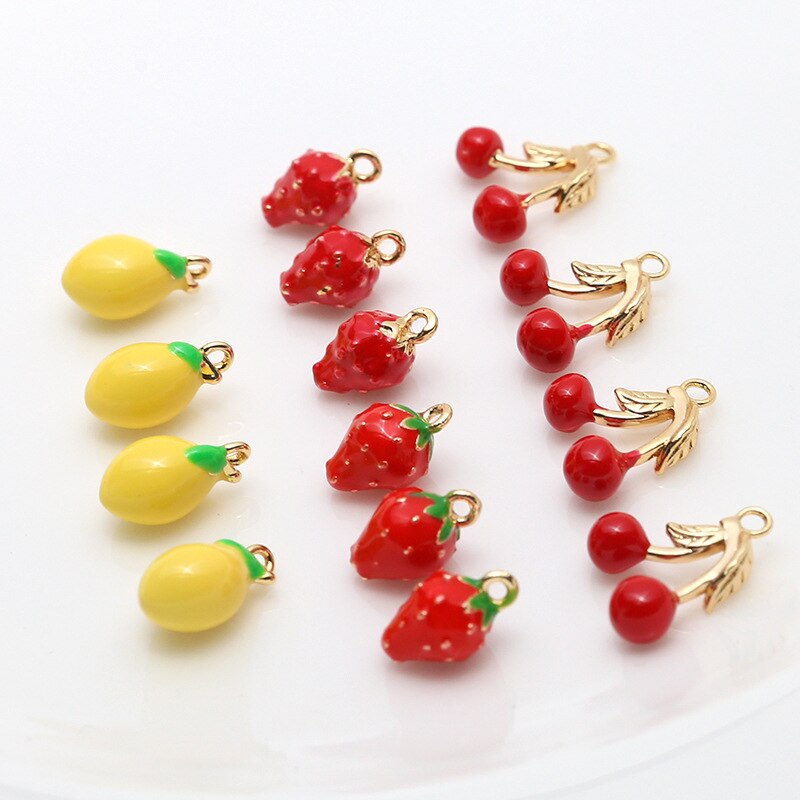 Zinc Alloy Enamel Charms 3D Fruit Durian Strawberr... – Grandado