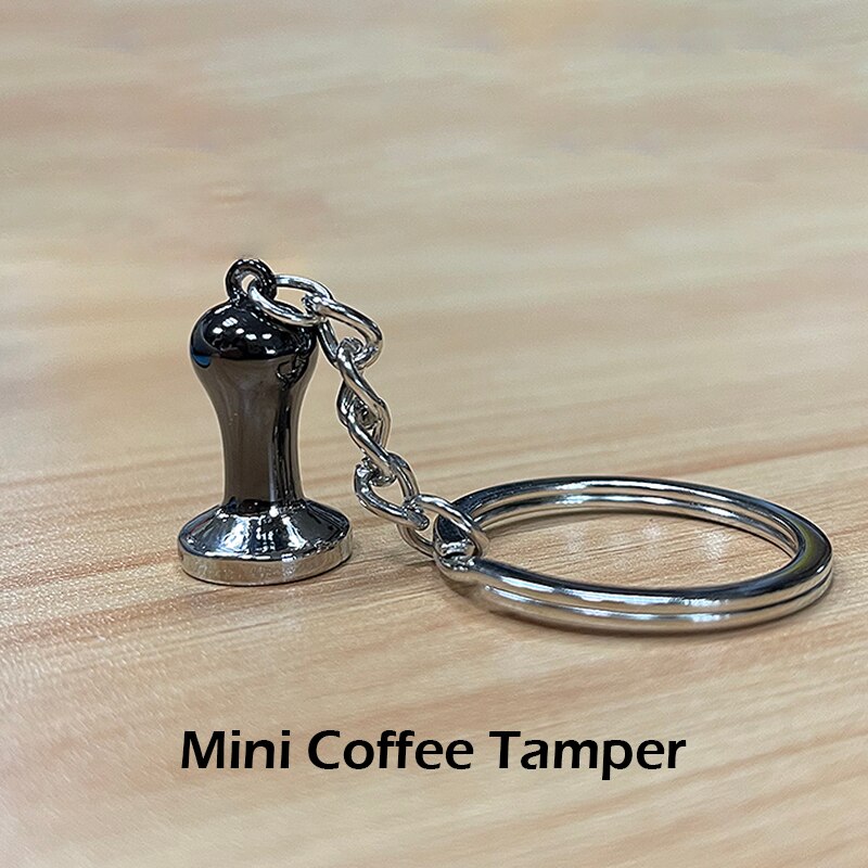 Barista Koffie Tamper Sleutelhanger - Espresso Accessoires - Draagbare Koffie - Metalen Handvat: Wit