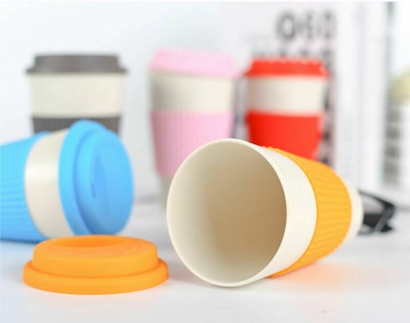 Taza para té y café de fibra de bambú reutilizable, vaso de viaje de paja de trigo con tapa de silicona, UK