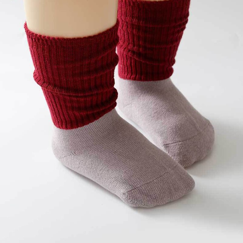 3 par / parti nyfødte sokker solid stribet efterår vinter baby dreng pige anti-slip sokker strikket bomuld varme børnestrømper