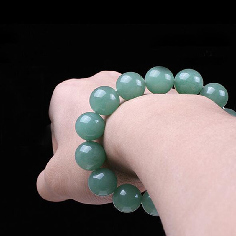 yu xin yuan Fine Jewelry Natural Dongling Jade Handmade 16mm Round Beads trendy Bracelet for Men Jewelry Bracelets