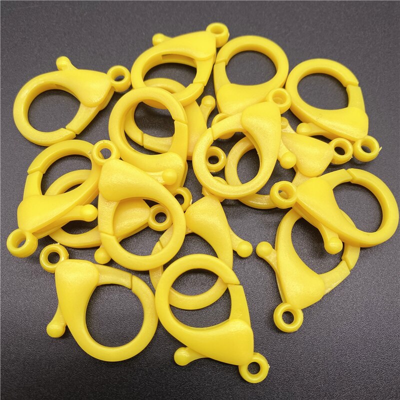 10Pcs 35mm Plastic Lobster Clasp Hooks Keychain End Connectors For Jewelry Making DIY Bracelet Chain Accessories: Yellow