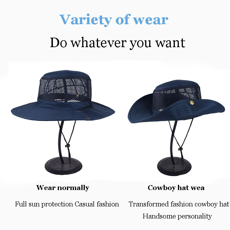 Gorra de pescador de malla plegable para hombre y mujer, sombrero de cubo transpirable para playa al aire libre, playa, playa, senderismo, verano, L9