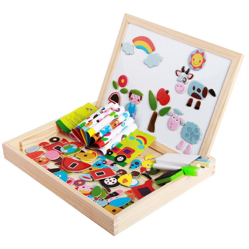 Houten Magnetische Puzzel Kinderen Puzzel Tekentafel Educatief Speelgoed