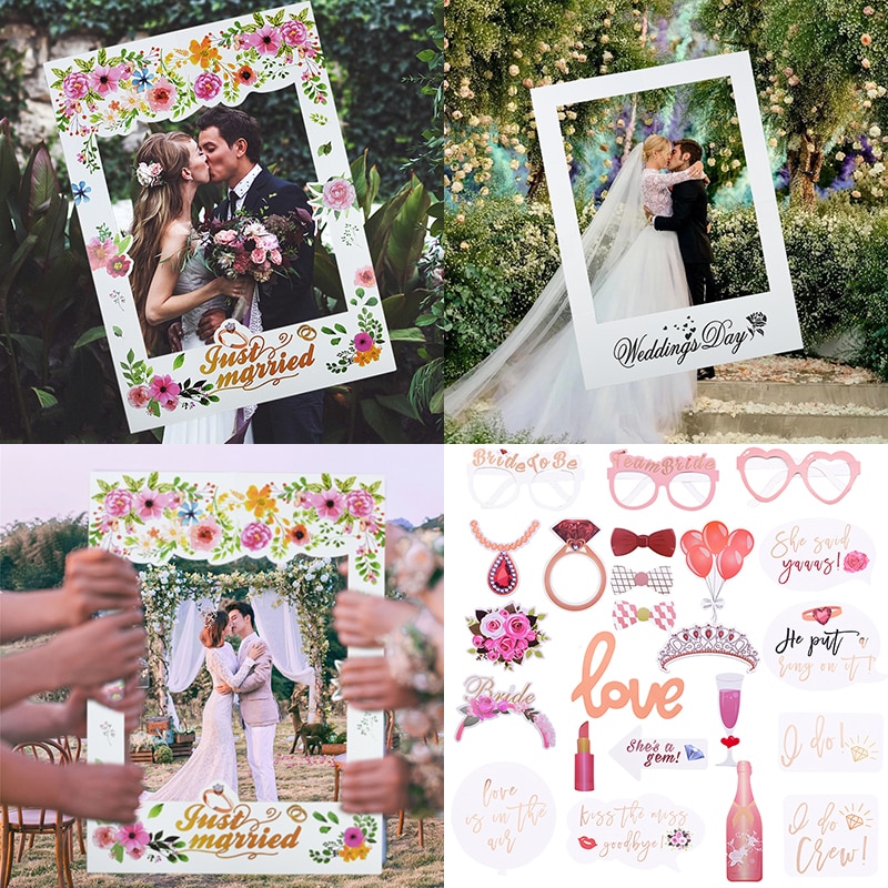 1einstellen Hochzeit Foto Requisiten Nur Verheiratet Hochzeit Schild Photobooth Braut Zu Werden Foto Verkaufsstand Requisiten einstellen Braut Dusche Engagement liefert