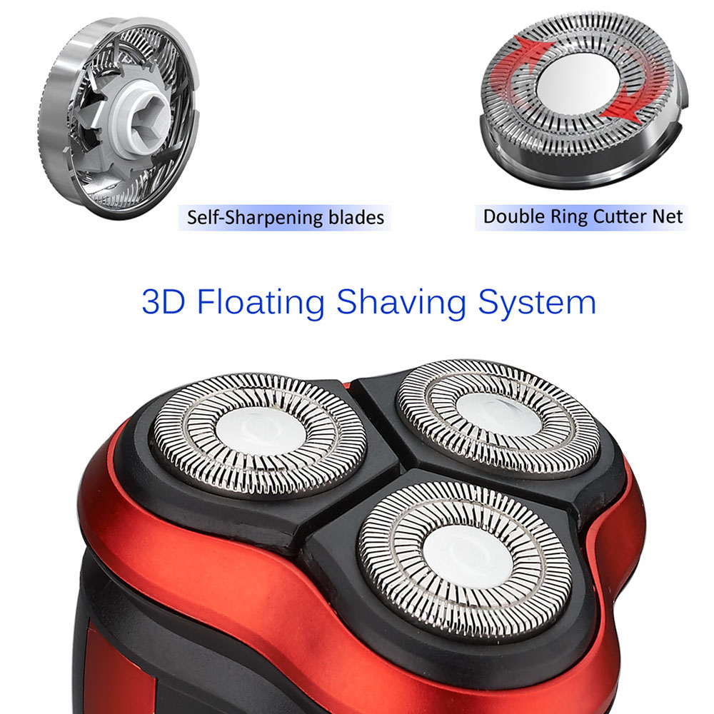 FARI 3D Electric Shave Rotary with Pop-up Trimmer Wet & Dry Electric Shaving Razor for Men Washable Beard Razor Shaving Machine