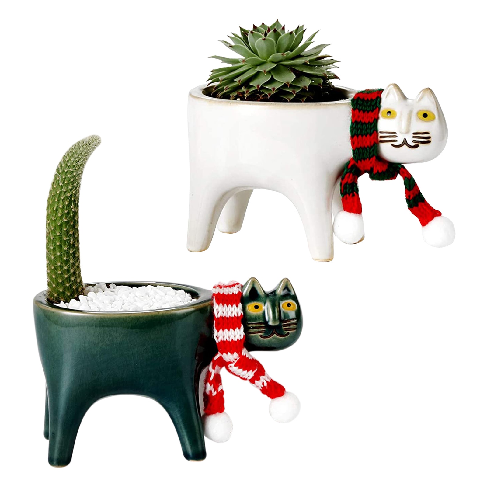 2 PCS Pink Cute Cat Ceramic Flower Pot - Decorative Succulent Planter for Home and Office main image 1