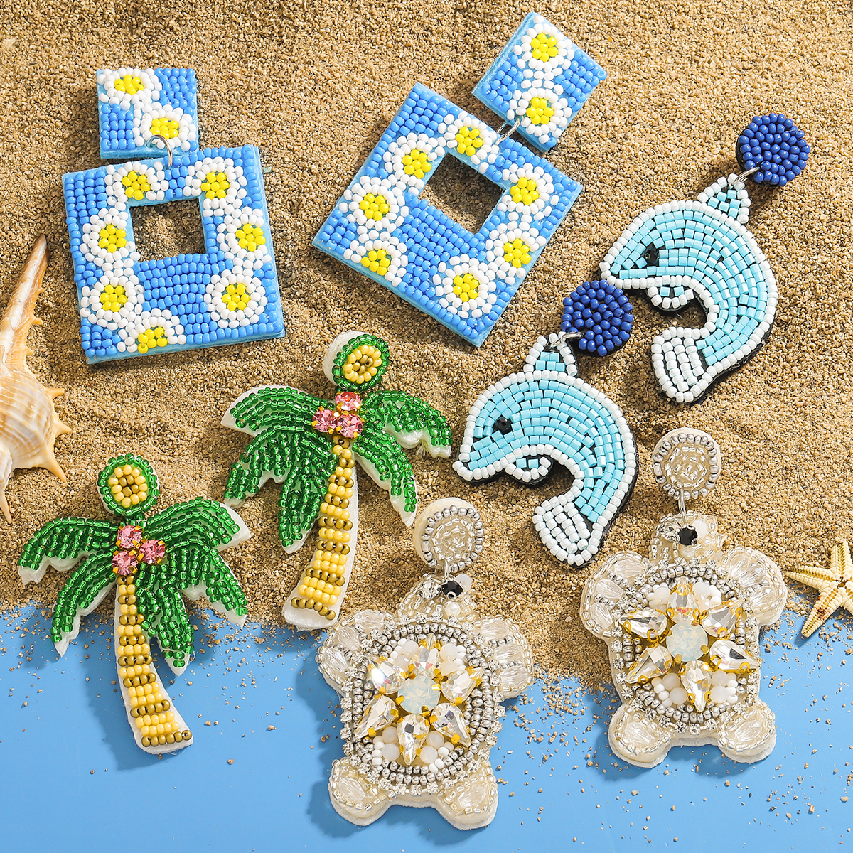 Boucles d'oreilles bohême classiques de Style mignon pour femmes, boucles d'oreilles en perles de riz faites à la main, approprié pour les rassemblements de camarades de classe des filles