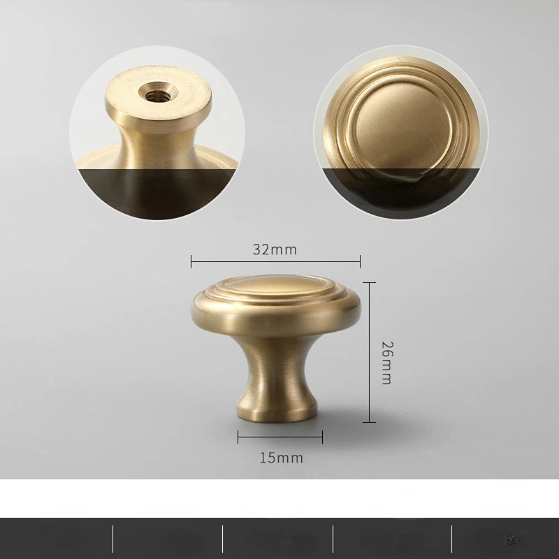 Brass Furniture Handles for Cabinets and Drawers Golden Bright Round Brushed Nordic Luxury Wardrobe Dresser Pull Door Knobs: Nickel