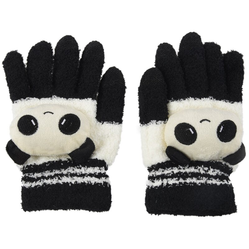 Damskie zimowe słodkie wzór panda Touchsn rękawiczki czarne białe