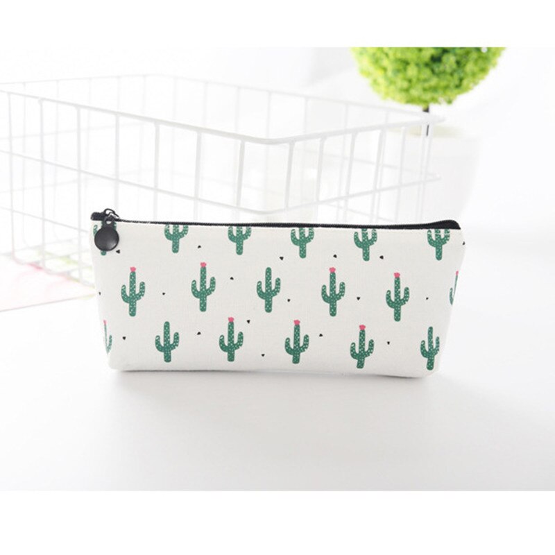 Fabric Canvas Cactus Pencil Case Cute School Pen Case Novelty Stationery Office Crayon Pencil Box Pen Bag Kawaii School Supplies: C