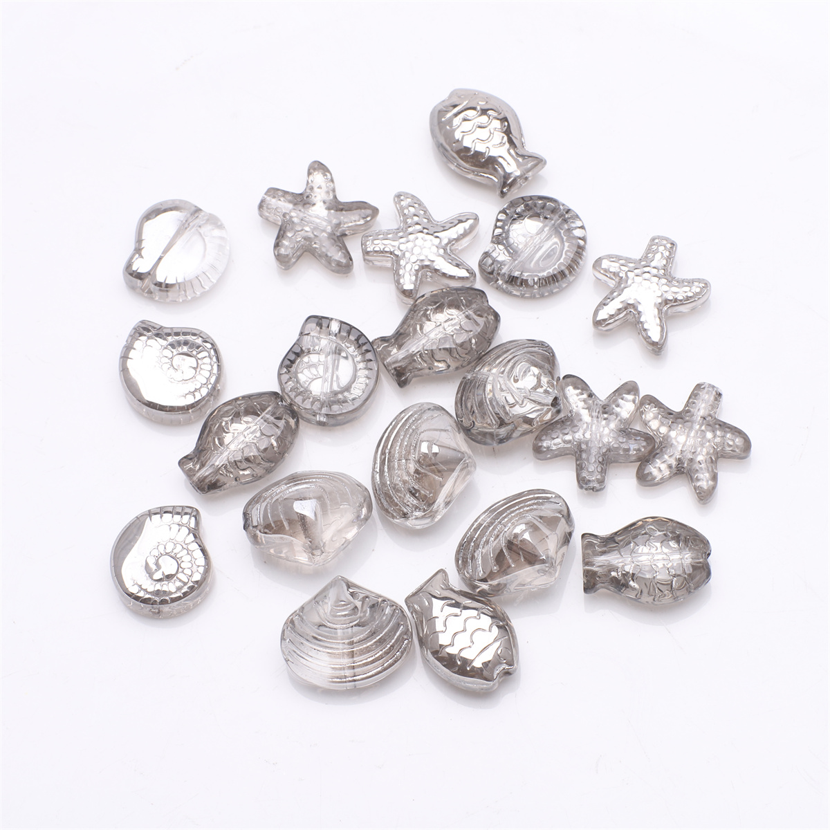 20 Pcs Mixed Shape Starfish /Snail /Shell/ Small Fish Crystal Glass Loose Beads DIY Making Earing Necklace Jewelry Accessories: Red