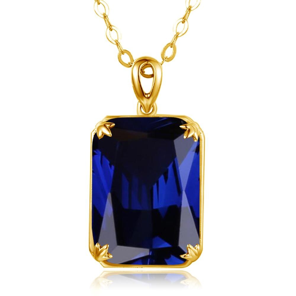 Szjinao Silver Pendant For Women Real 925 Sterling Silver Gold Color Blue Sapphire Statement Pendants Gemstones Fine Jewelry