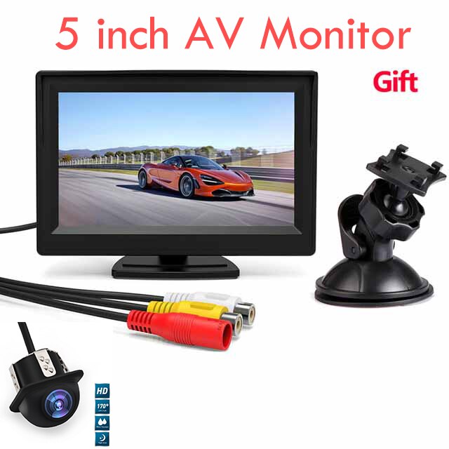 5 inch TFT LCD Screen Car Monitor HD800*480 Reversing Parking Monitor with 2 Video Input For Reverse Rearview Camera: Black 5 inch 1661